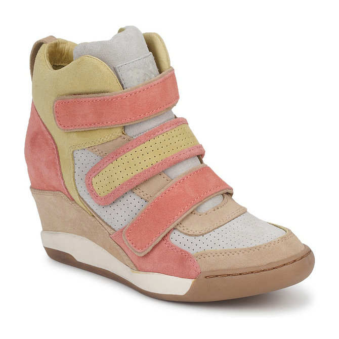 Ash ALEX Corail / Jaune / Taupe, Chaussures Basket montante Femme