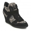 Authentique Chaussures ASH Bisou Noir/Python Basket Montante Femme En Soldes