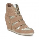 Chaussures ASH Bea Beige / Or Basket Montante Femme Soldes Lyon