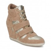 Chaussures ASH Bea Beige / Or Basket Montante Femme Soldes Lyon