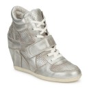 Chaussures ASH Bowie Argent / Beige Basket Montante Femme Soldes France