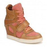 Chaussures ASH Coca Marron / Corail Basket Montante Femme Soldes Promo En Ligne