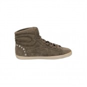 Officiel Chaussures ASH Calf Suede Beige Basket Montante Femme Faire un Rabais